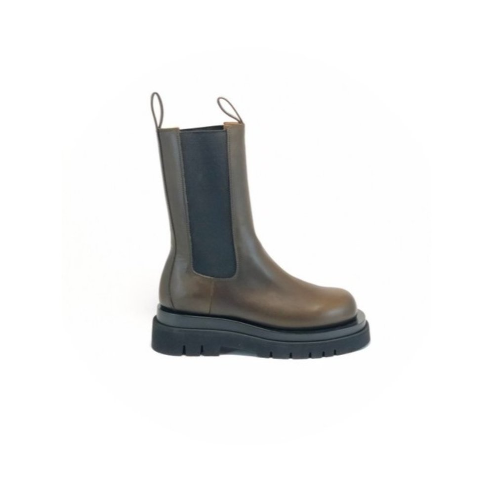 BOTTEGA Veneta Khaki Lug Elasticated Panels Boots Size Eu:37